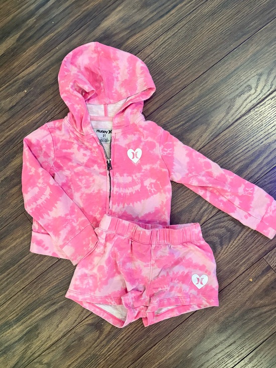 Hurley Other - Hurley Girls Pink Tie-Dye Hoodie & Shorts Set – Size 2T